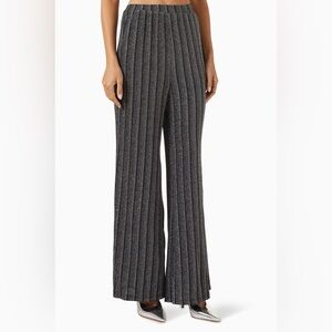 Silver & Black Stretch Mettalic Knit Pant Size Small